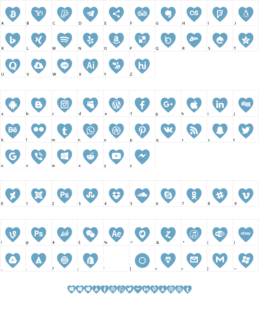 Icons Color Love Font Character